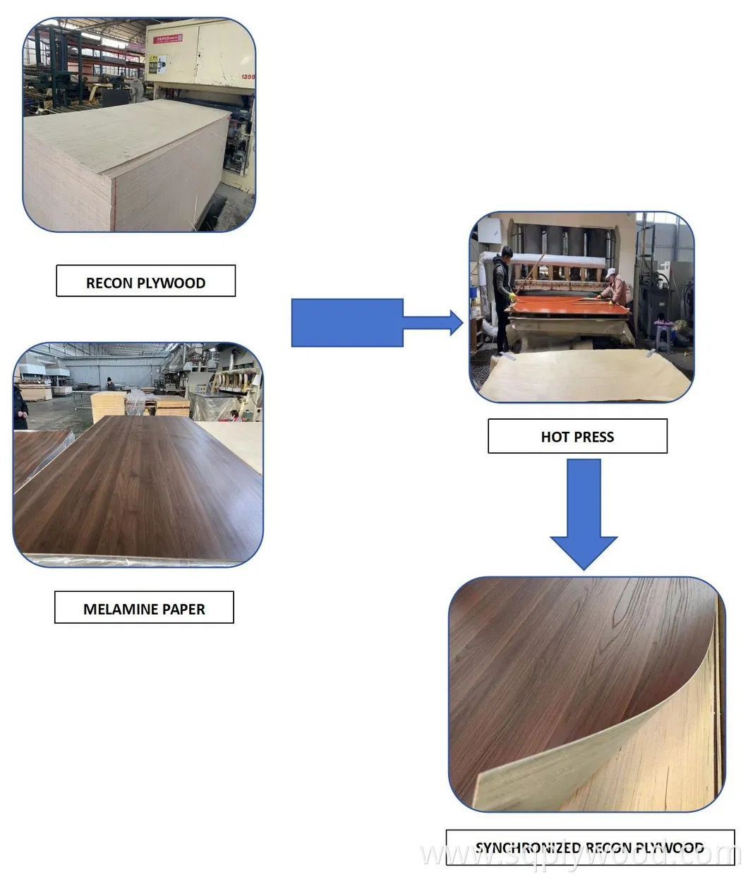 1.5mm Furniture Grade Melamine Faced Plywood Synchronized Recon Plywood for Furniture